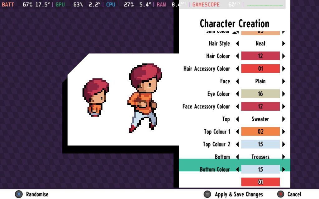 Character customizer screenshot